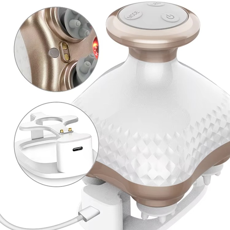 Scalp Massager Electric - เครื่องนวดศีรษะไฟฟ้าแบบพกพา กันน้ำ IPX7 นวดผ่อนคลายนิ้วมือ นวดศีรษะแบบแมว ชาร์จไฟได้