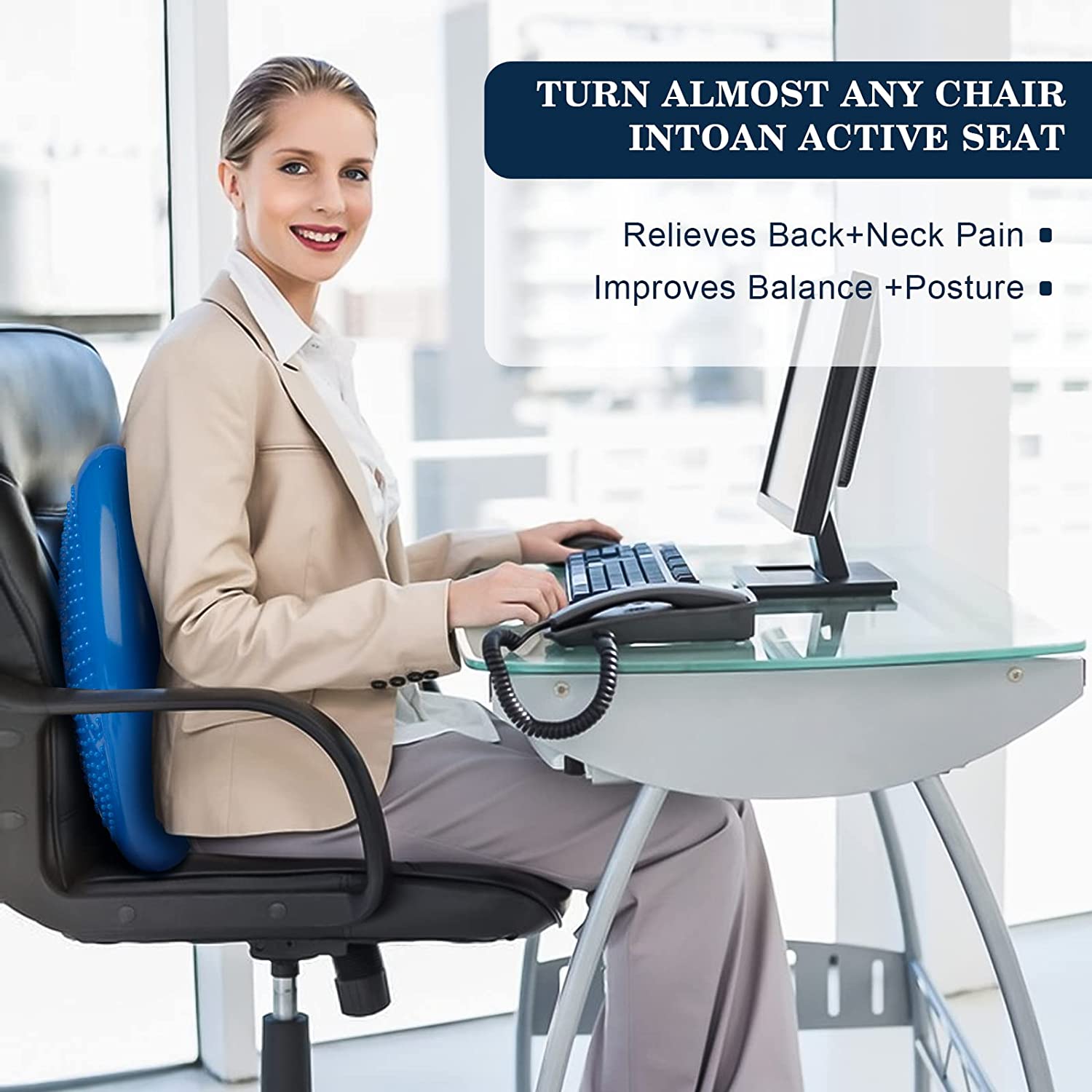 Balance Cushion Disc - เบาะโยกเสถียรภาพทางอากาศแบบพอง - เบาะนั่งกระดิกเพื่อปรับปรุงท่านั่งและแผ่นดิสก์สมดุลเสถียรภาพความสนใจ