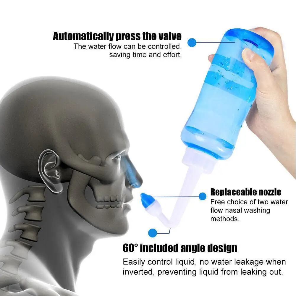 Neti Pot Nasal Rinse - 300ml ล้างจมูกทําความสะอาดจมูก Irrigator ล้างขวดเด็ก Rhinitis ผู้ใหญ่